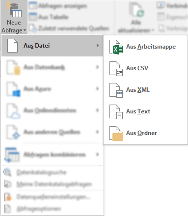 "Aus Datei", Excel 2016