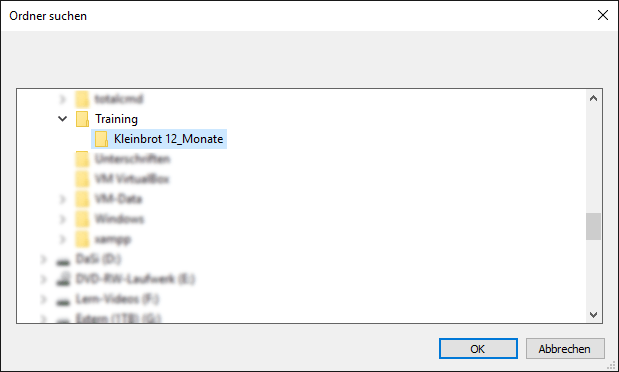 Die Windows-typische Auswahl eines Verzeichnisses