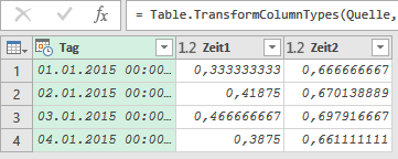 Direkt nach dem Import in den Abfrage-Editor …