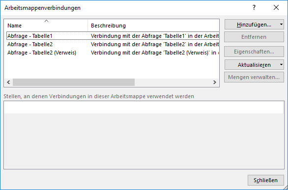 Alle Verbindungen der aktuellen Arbeitsmappe