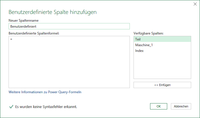 Das leere Fenster für die Eingabe der Funktion