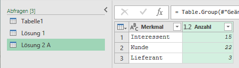 Die Anzahl aller Zeilen mit Kunden, Interessenten und Lieferanten