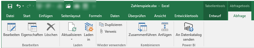 Das Menüband des Abfrage-Tools